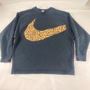 Nike swoosh logo black cheetah animal print Women's sweatshirt pullover small